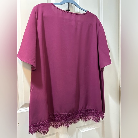 BloomChic Plus Size XL Plain Lace Insert Petal Sleeve Blouse us14-16 - Picture 3 of 6